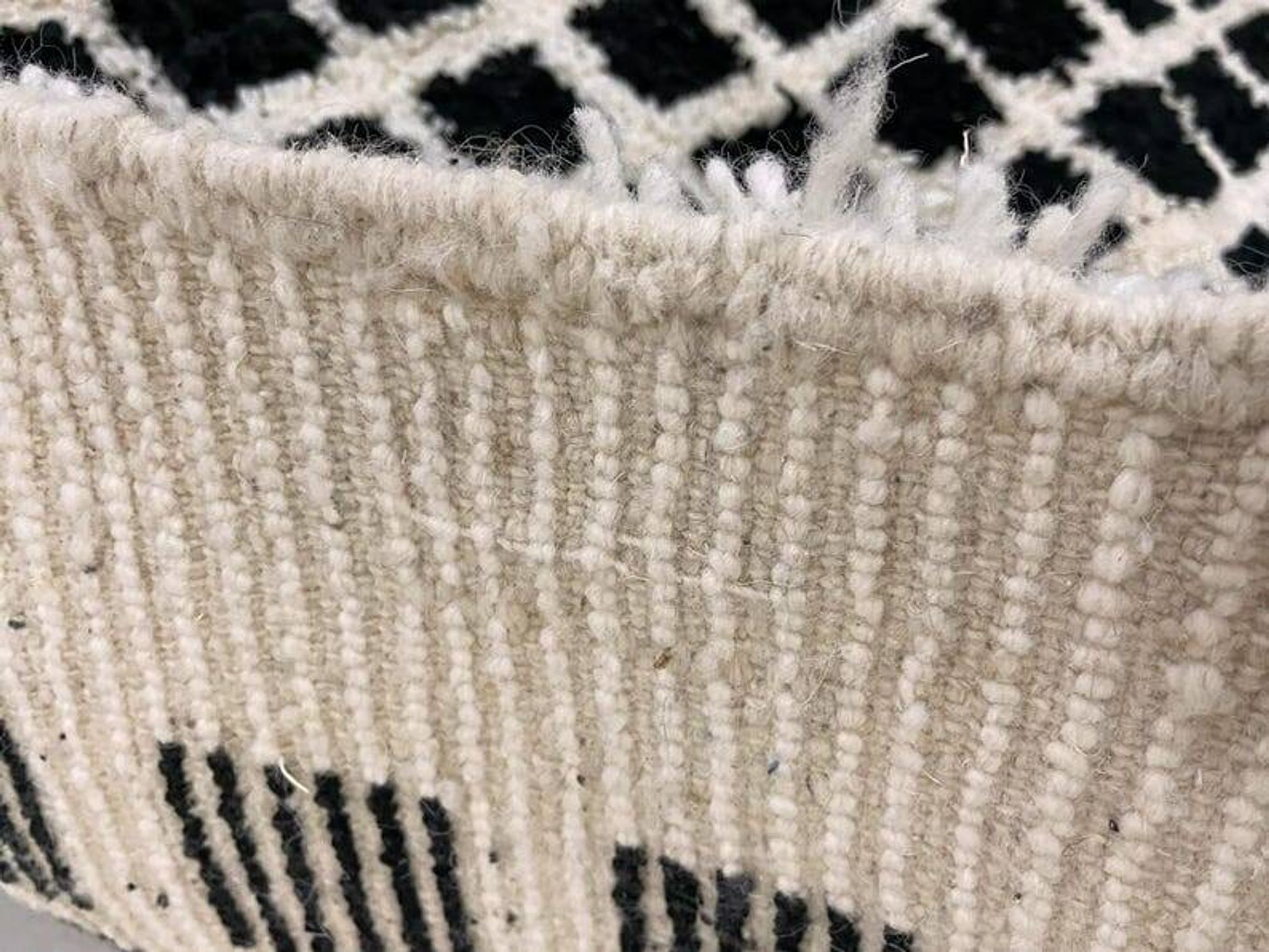 Handmade black square rug size 150 x 250 cm