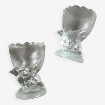 Pressed glass egg cup set