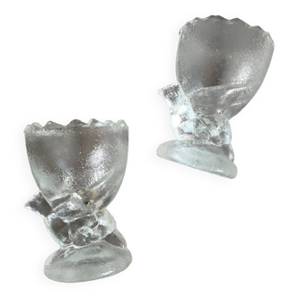 Pressed glass egg cup set