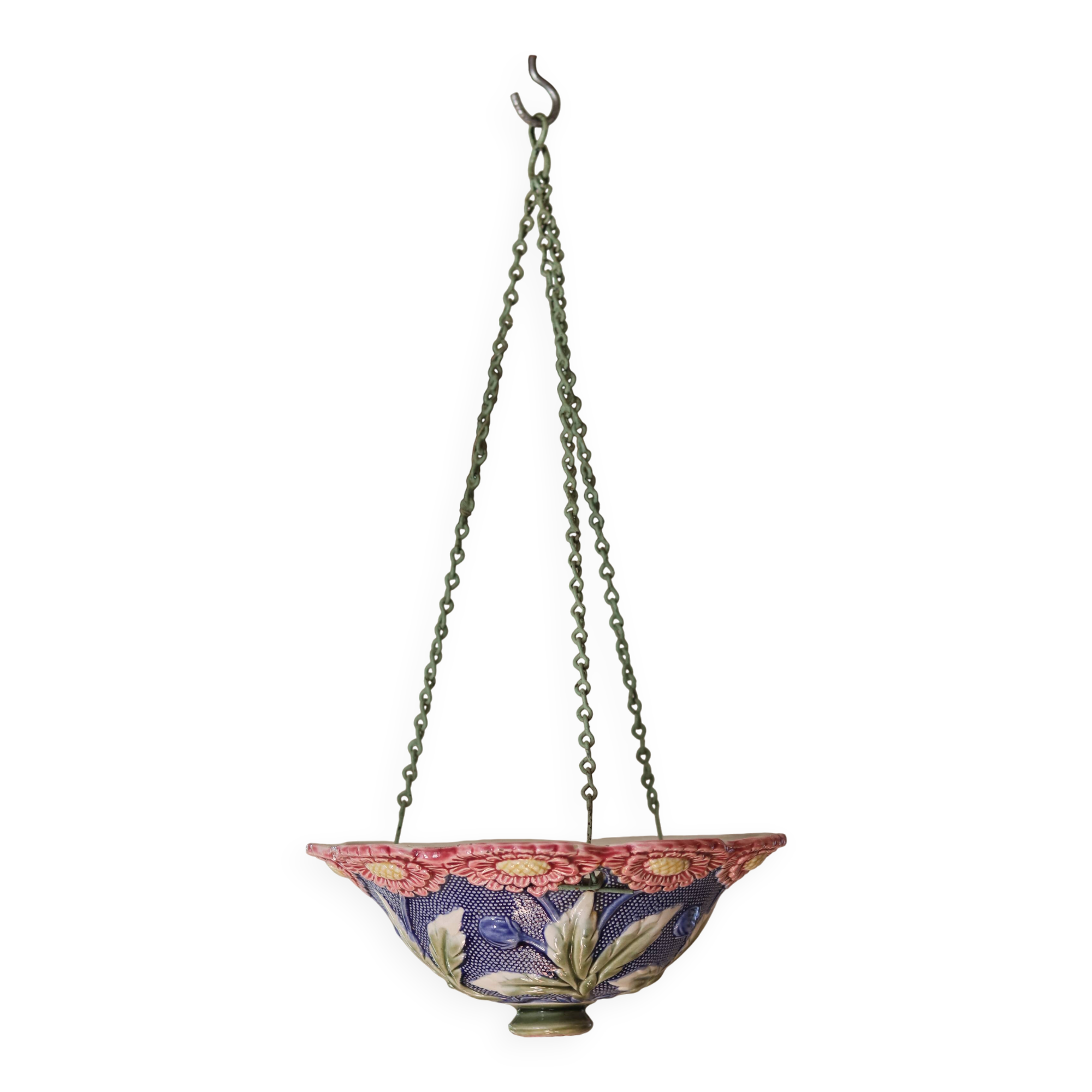 Hanging planter in slip circa 1900