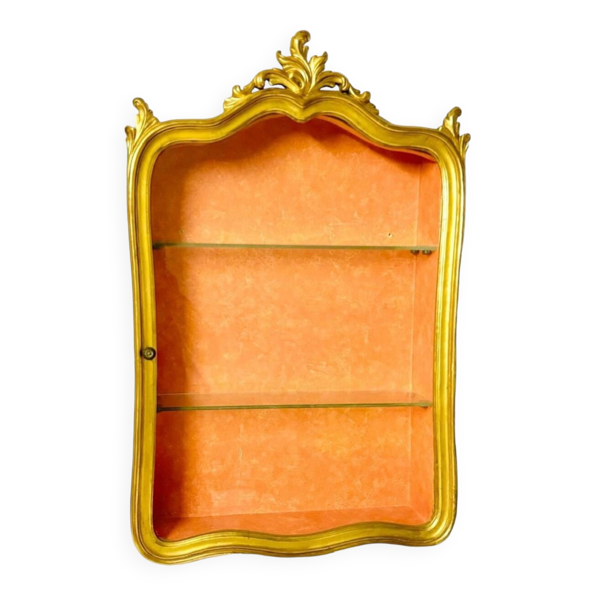 Vitrine murale de style Louis XV Rocaille Bois doré