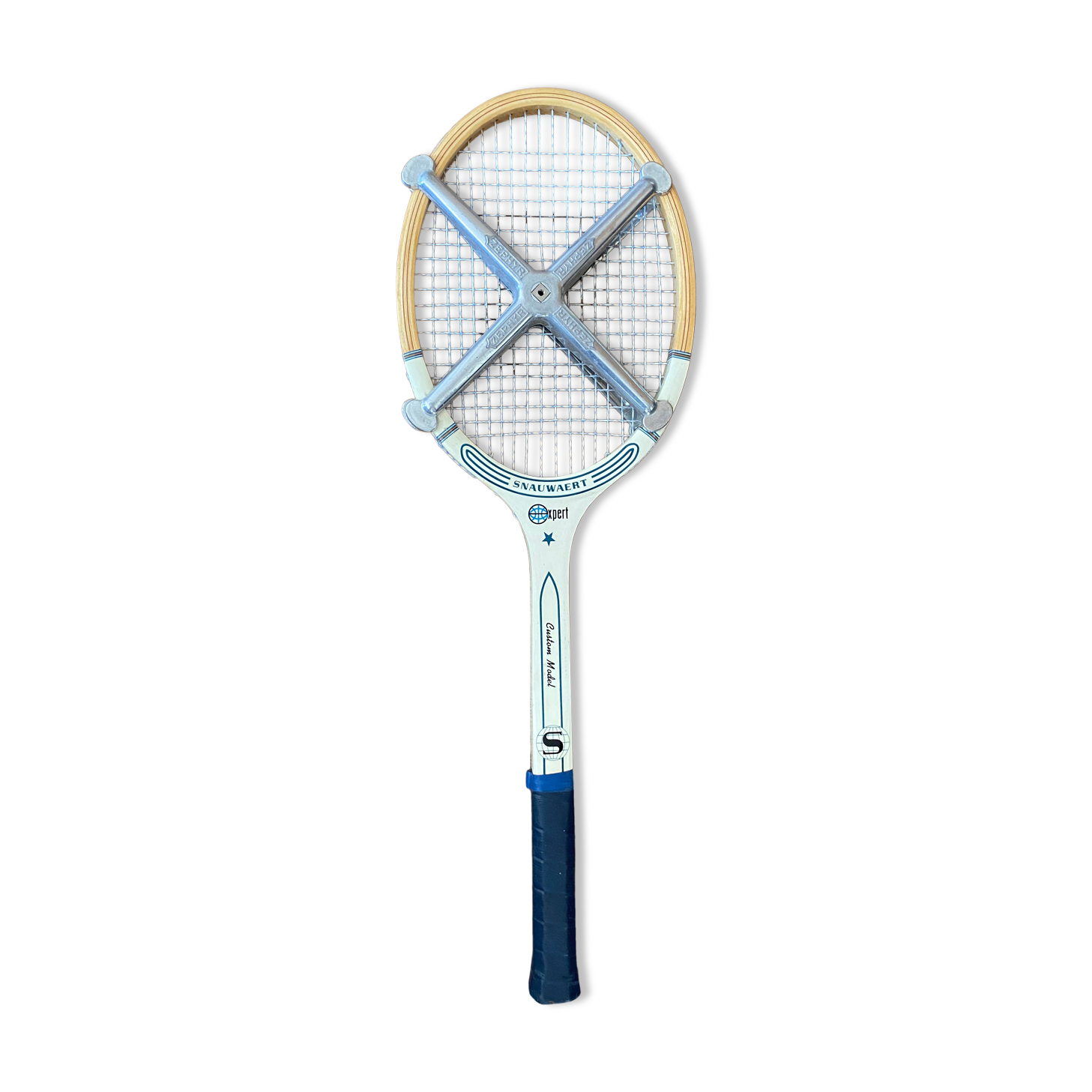 Ancienne raquette de tennis Snauwaert avec cadre presse métal Zephir