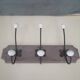 Wall coat rack in wood and porcelain