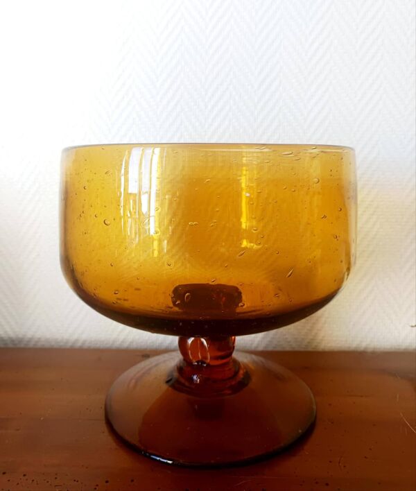 Grande coupe centre de table en verre bullé Biot 25 cm