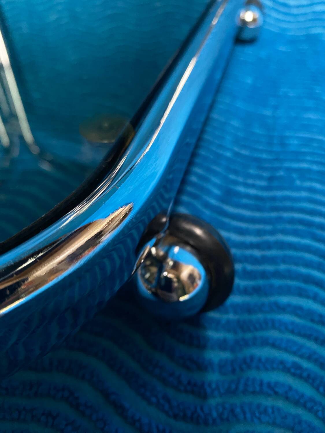 Vintage 1970 rectangular chrome oval profile rolling dessert trolley 2