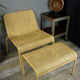 Metal or Ottoman footrest and hand braided rattan