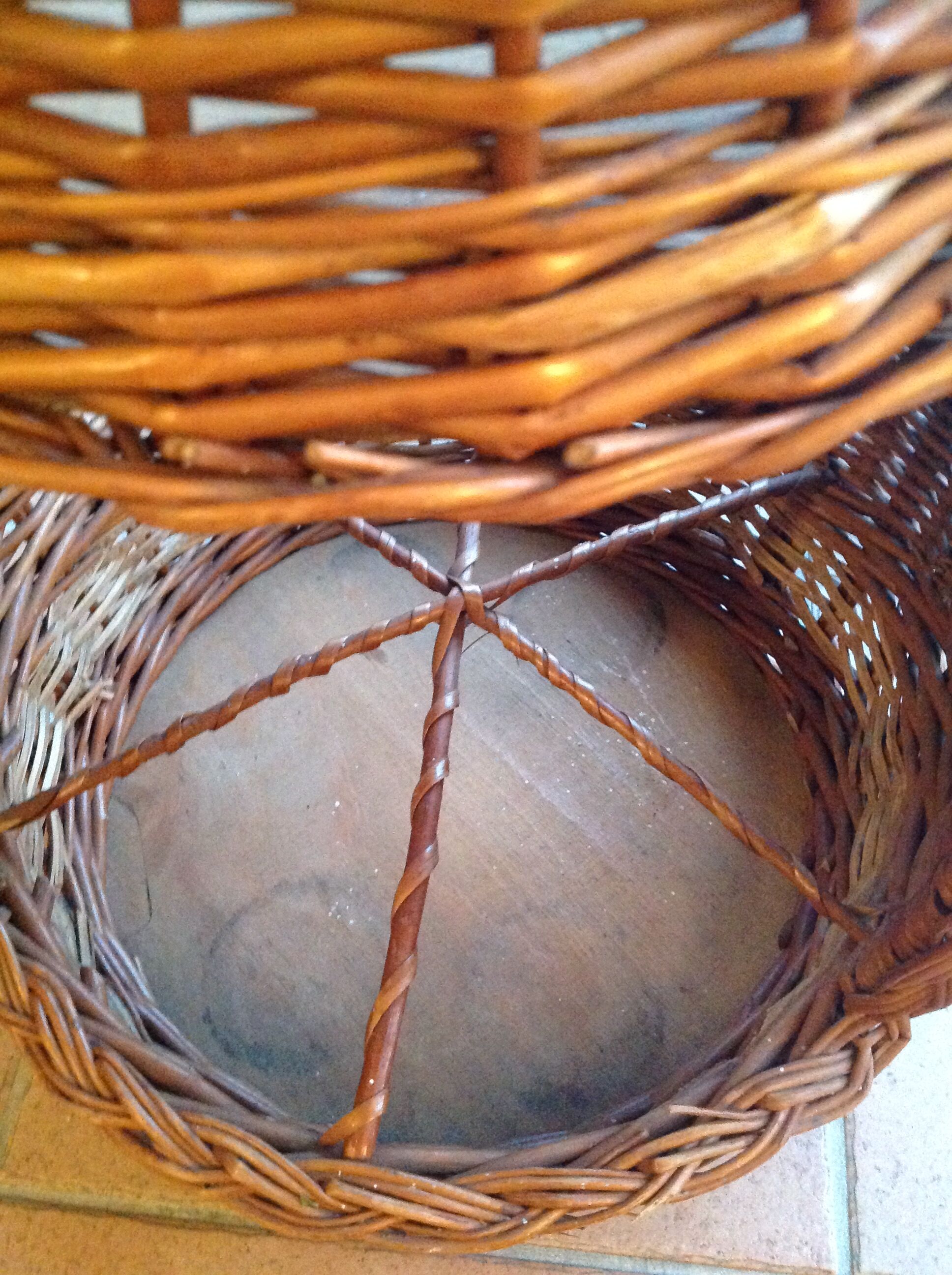 Old vintage bottle rack wicker basket