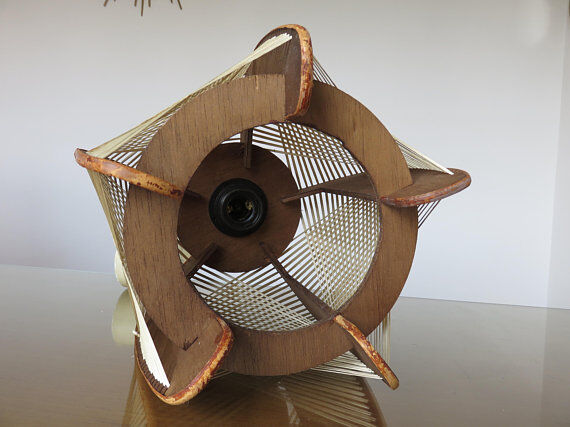 Pair of Scandinavian wire and wood 60s 70s suspensions