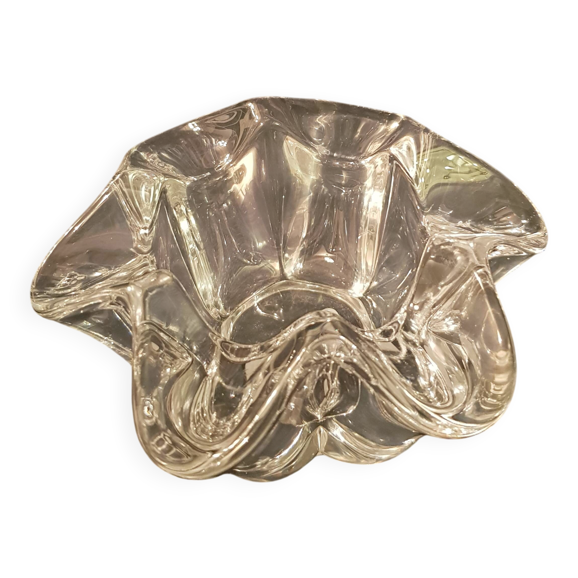 Corolla-shaped ashtray and pocket tray, Vannes Le Chatel crystal (A 240)