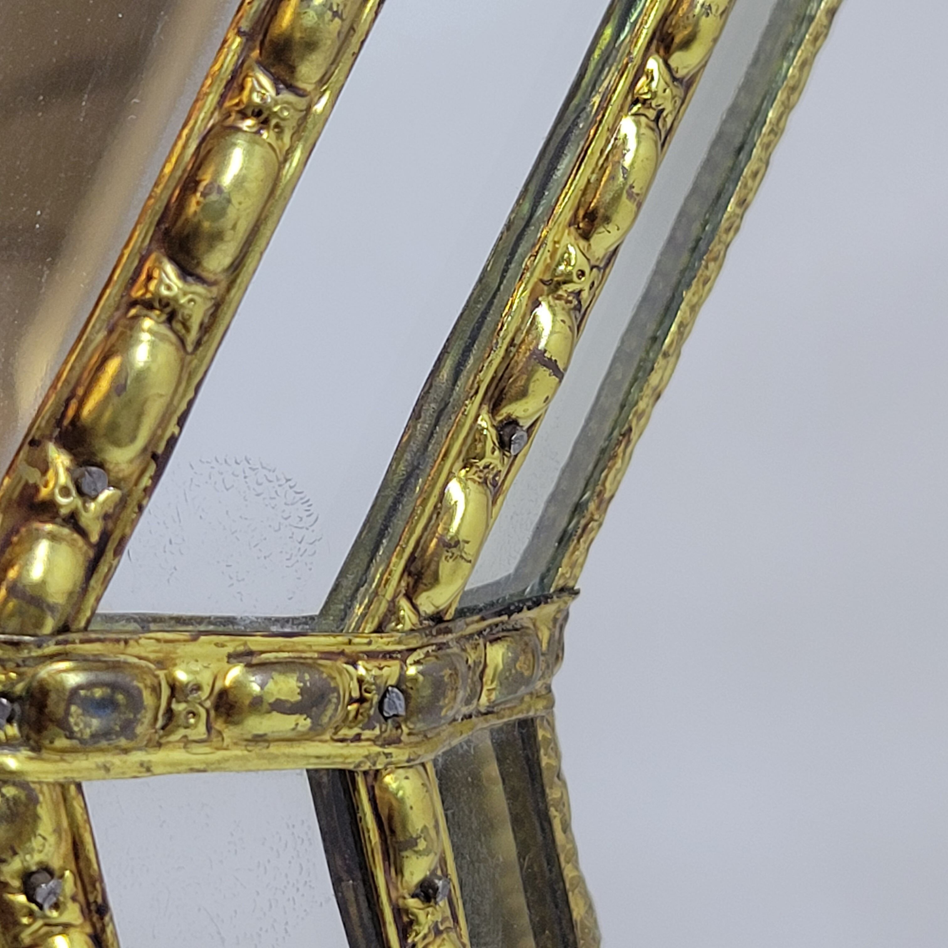 Miroir Mural Octogonal A Facettes Orné De Laiton Style Vénitien