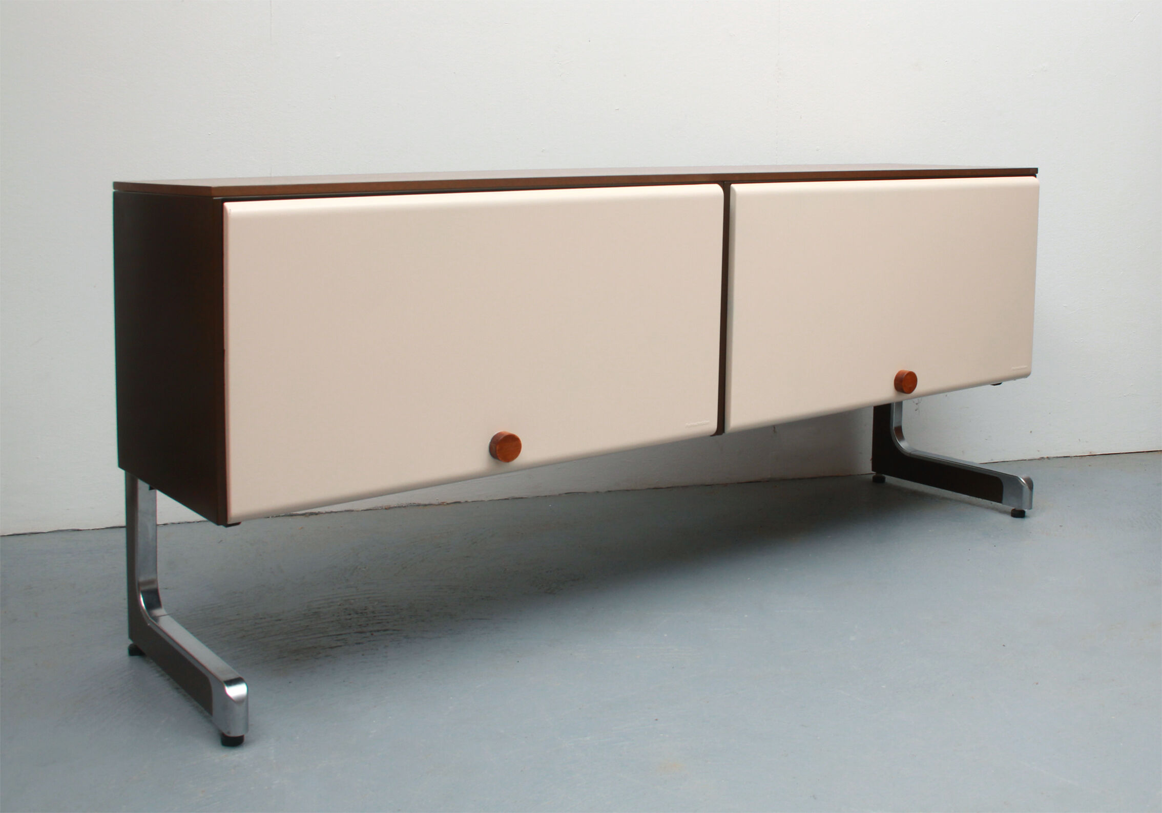 1970s sideboard room-devider in metal and teak