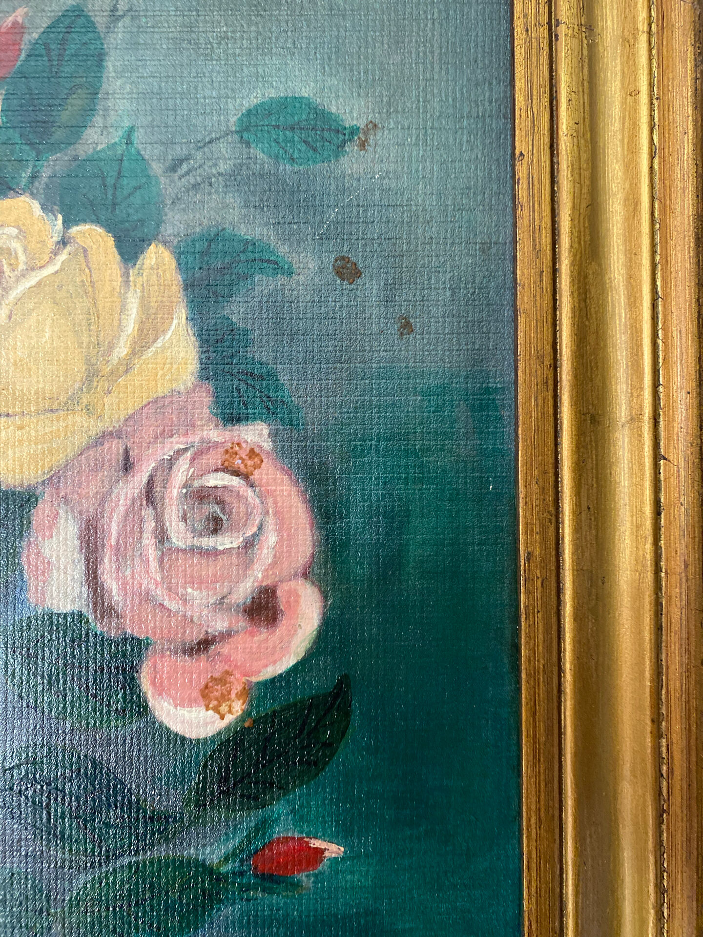Old Painting "Still Life with Roses" – 1950
