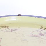 Black and yellow enamelled metal table, vintage, African Antelope motif, 1960