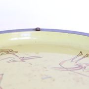 Black and yellow enamelled metal table, vintage, African Antelope motif, 1960