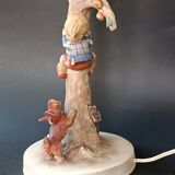 Goebel design Hummel ceramic lamp base with child on an apple tree, 1960s