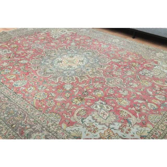 1970s Vintage Persian Handmade Wool Red Area Rug 296x391