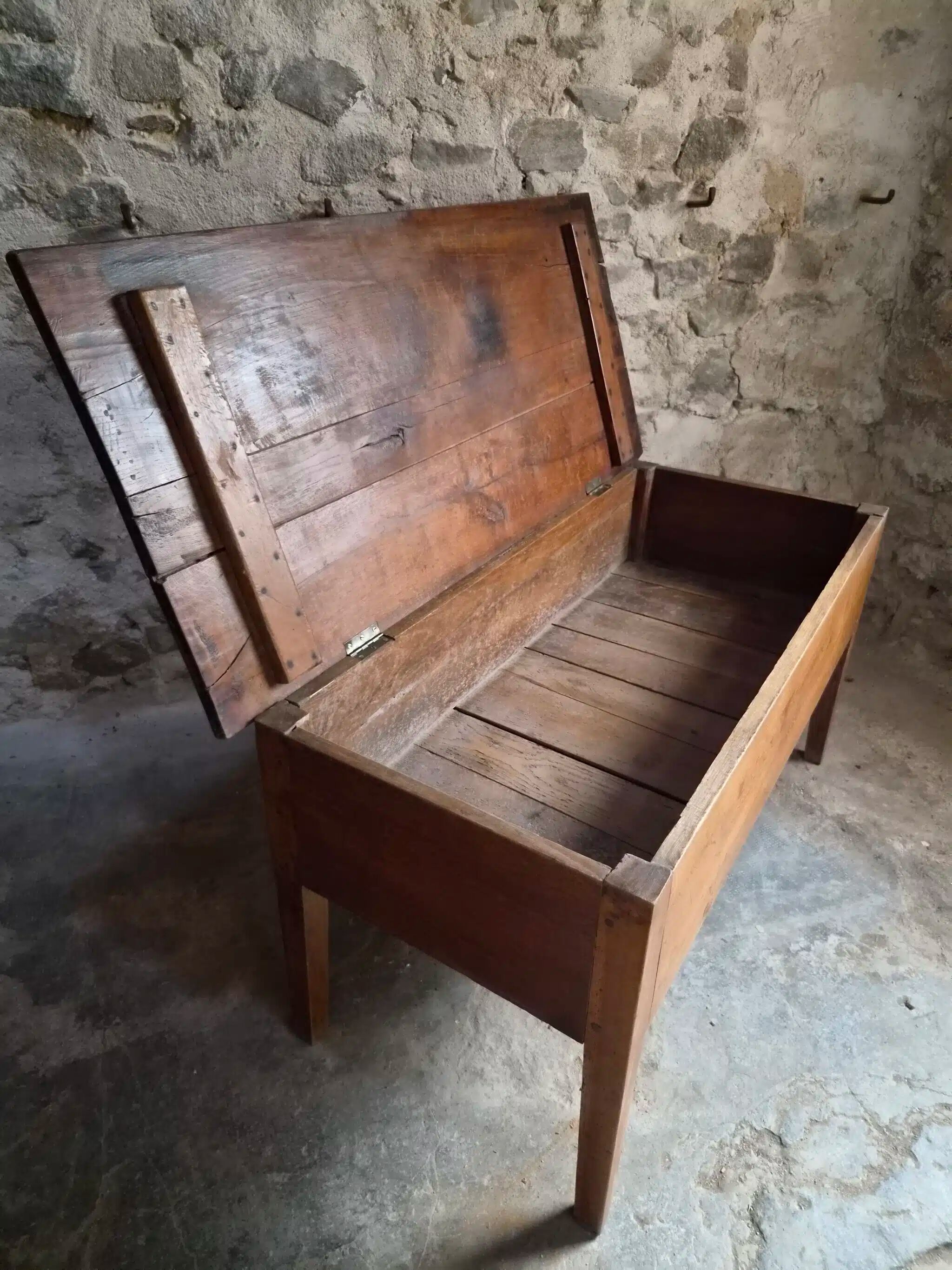 Antique oak flour chest from France, 19th century.
