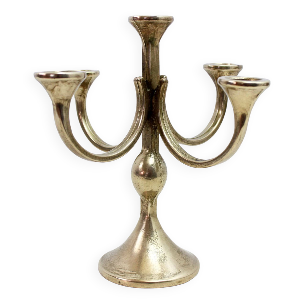 Bougeoir Brutaliste Cloche En Bronze Vintage - Hauteur 20 Cm - Occasion Bon état