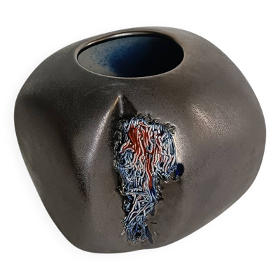 Max Idlas vase en céramique et concrétions en couleur
