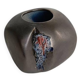 Max Idlas vase en céramique et concrétions en couleur