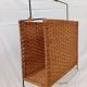 Rattan magazine rack with metal frame from the 50s