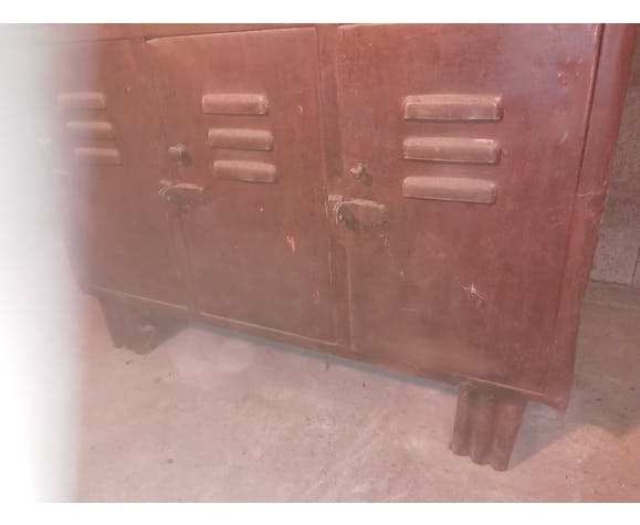 Furniture with metal lockers.