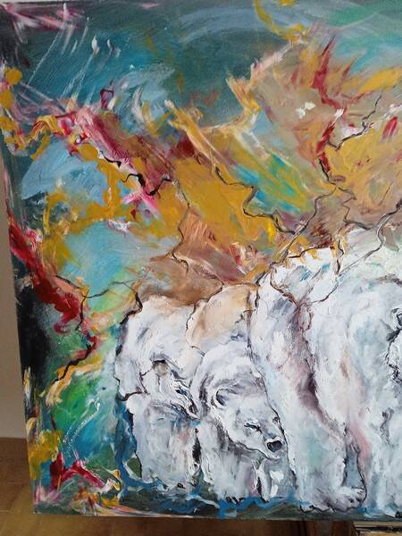 Painting 145cm Acrylic on panel surrealism white bear