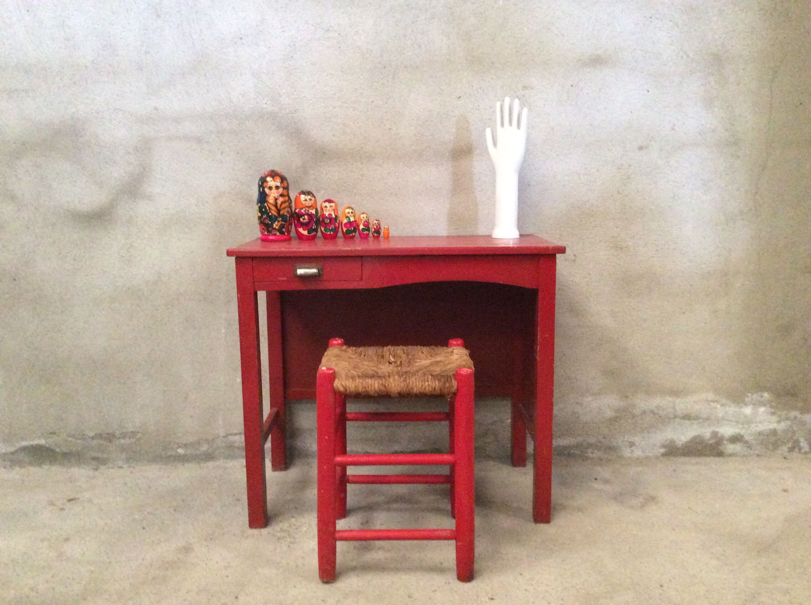 Wooden desk vintage red