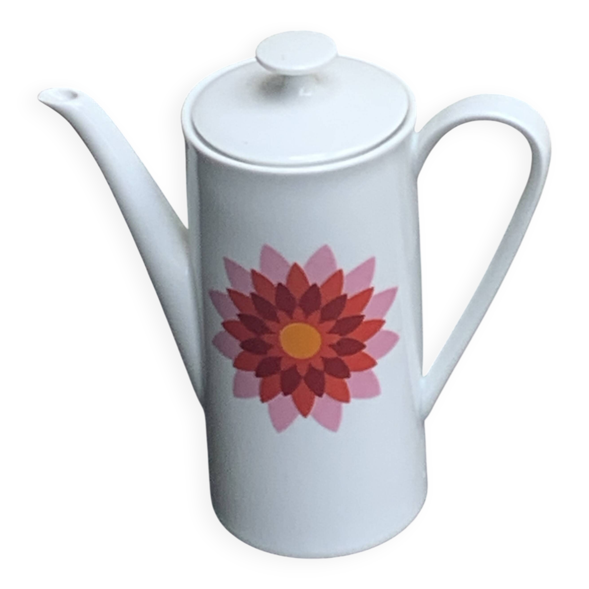 Arzberg Germany white porcelain coffee pot, numbered, designer motif