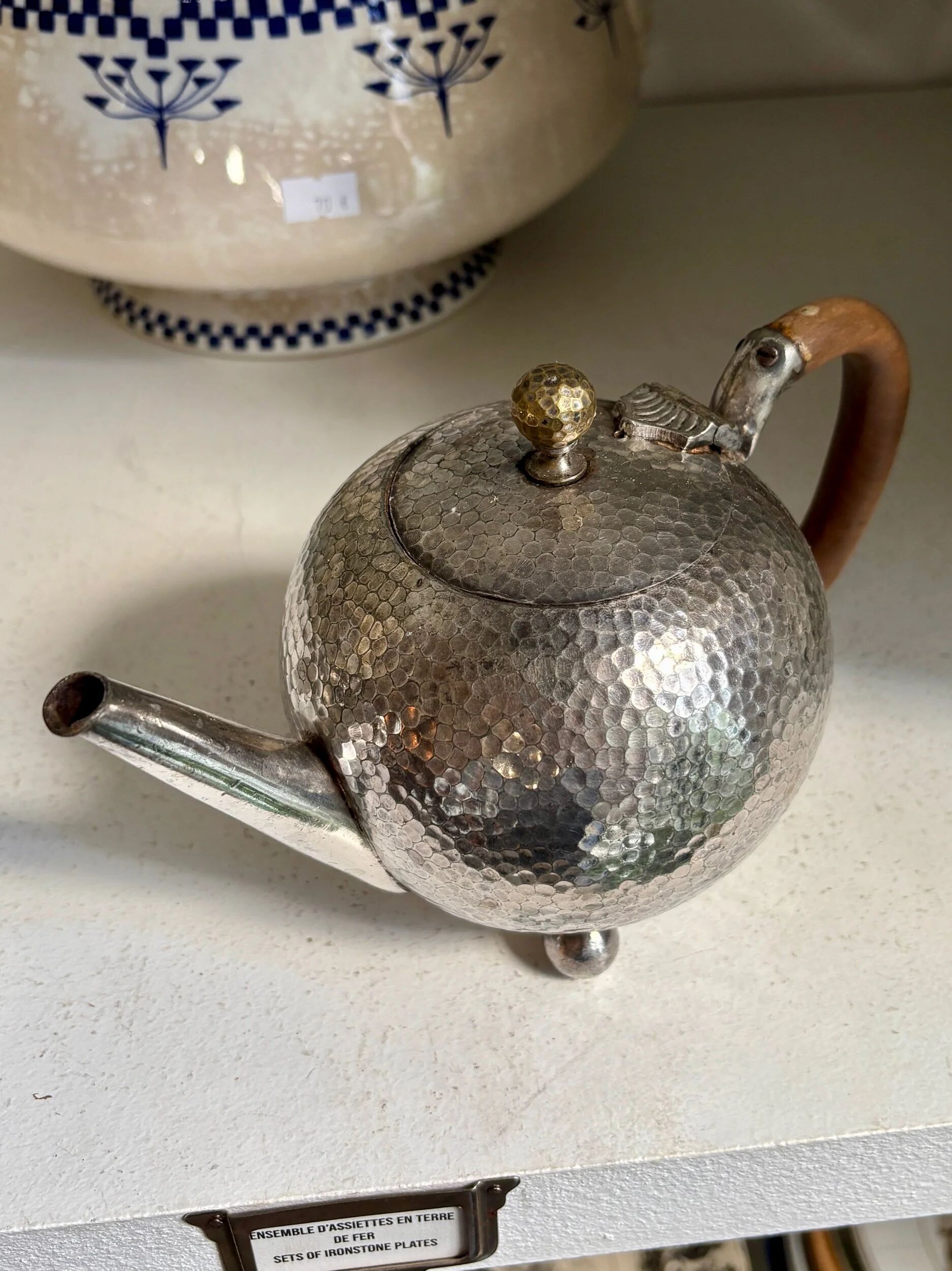 Selfish service in hammered silver-plated metal, 1930s - 3 pieces