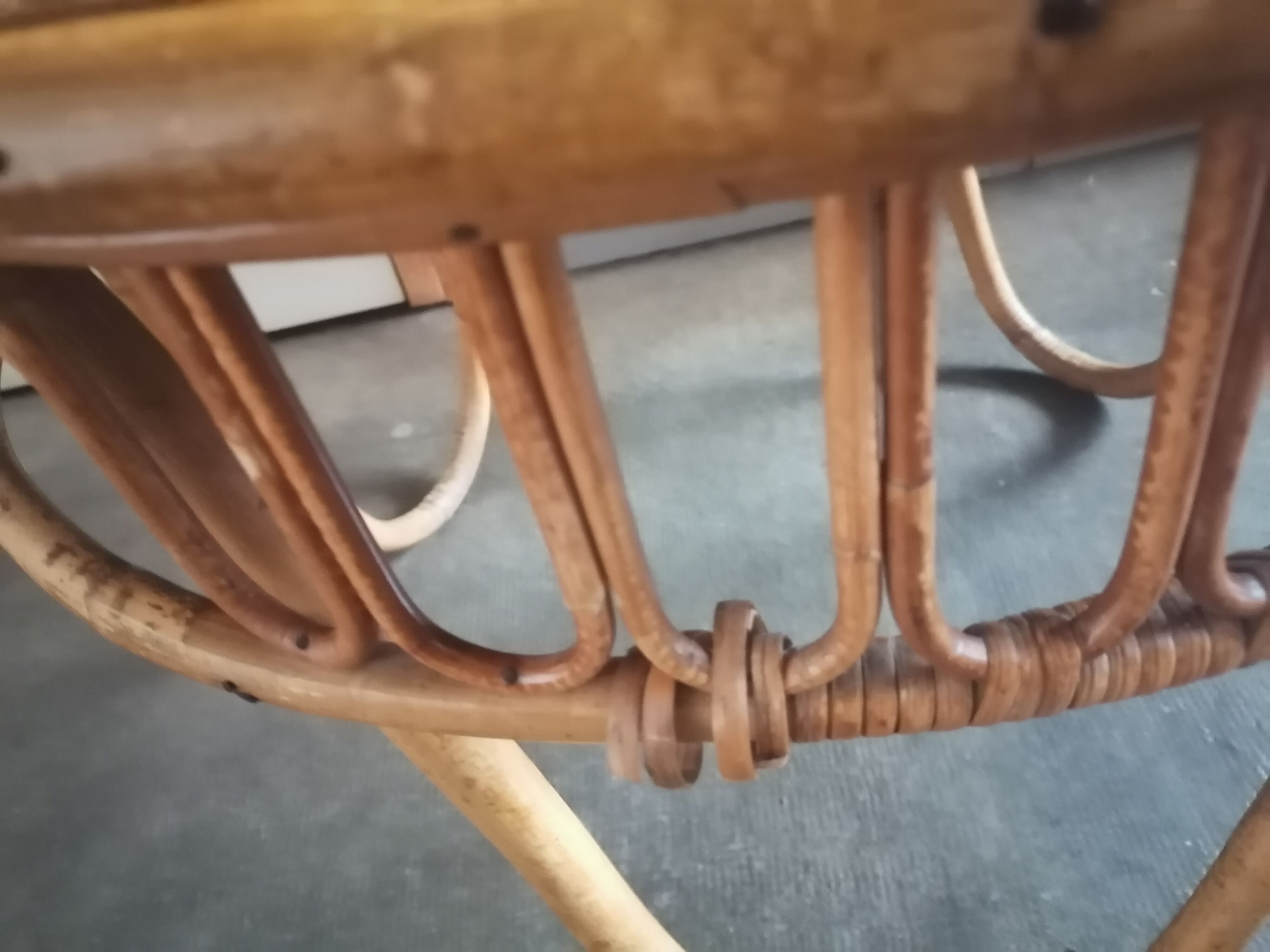 1960 wicker rattan coffee table