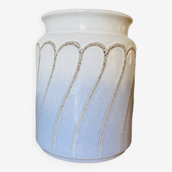 Vase en céramique avec dégradé bleu et blanc Vintage