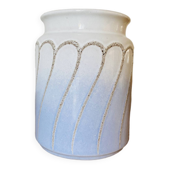 Ceramic vase with vintage blue and white gradient
