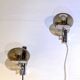 Sciolari, pair of chrome wall lights, smoked glass, Italy, 1970s