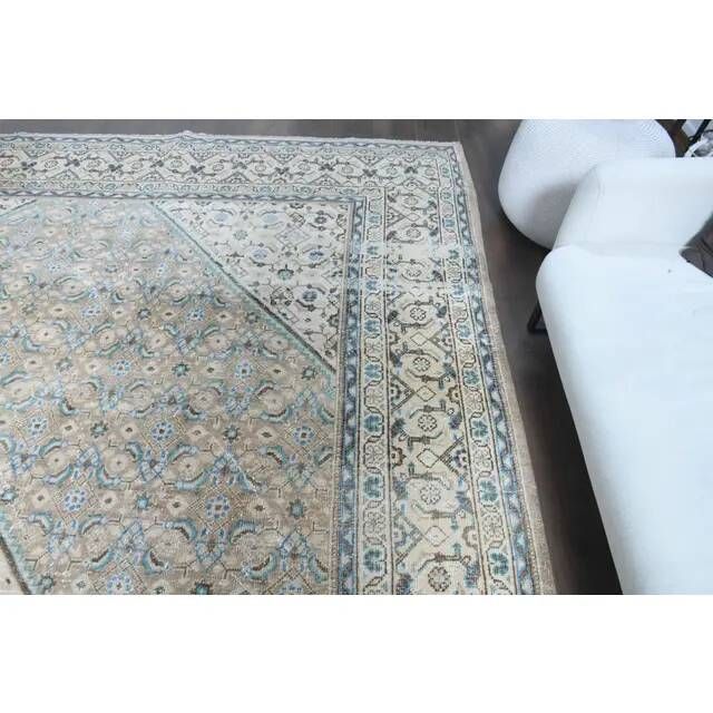 1970s Vintage Persian Handmade Wool Cotton Brown Area Rug 292x400