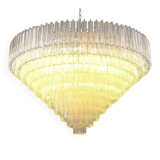 Monumental Clear Triedro Murano Glass Chandelier in Venini Style