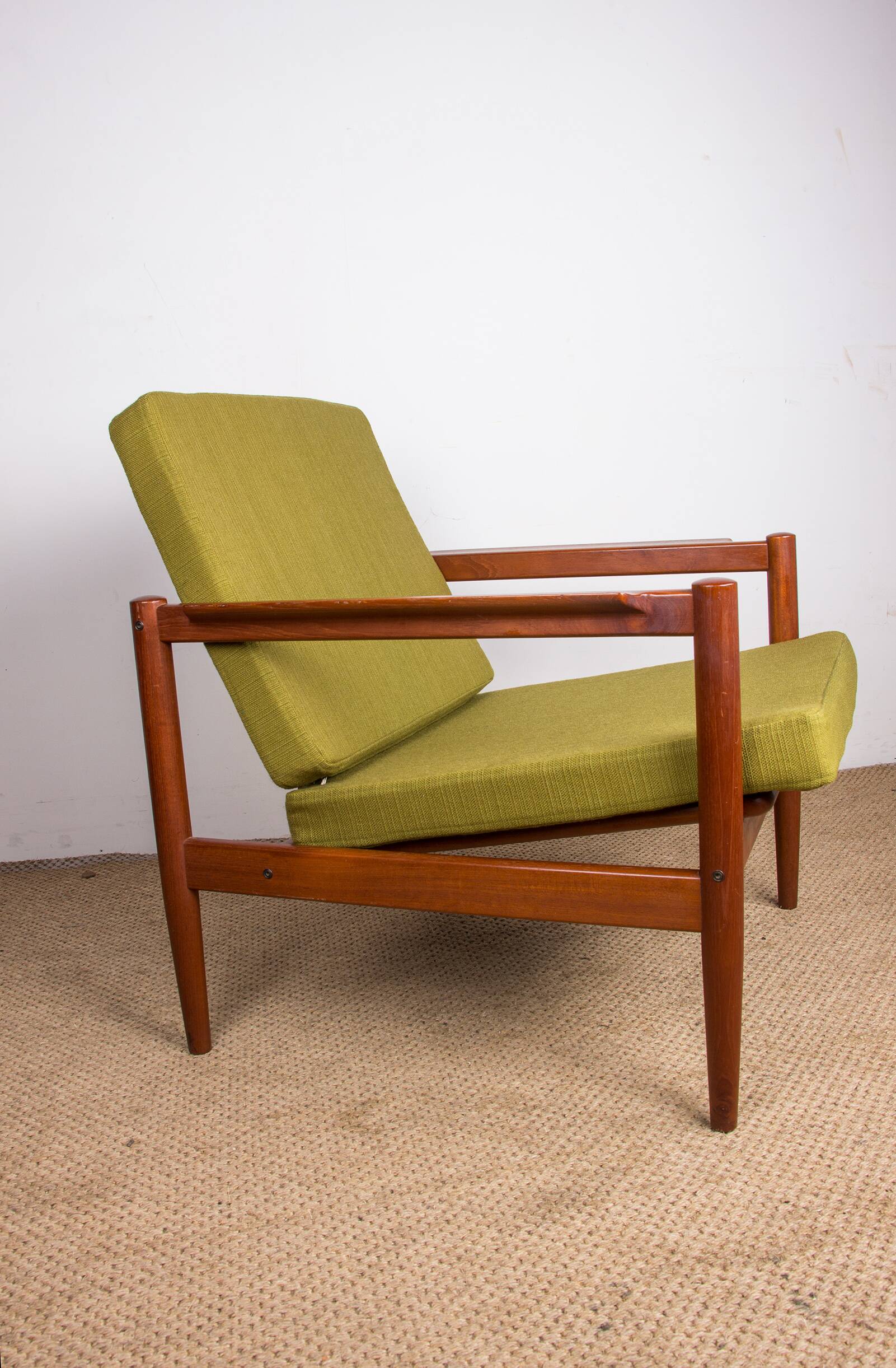 Danish Teak and fabric armchair by Børge Jensen & Sønner 1960.