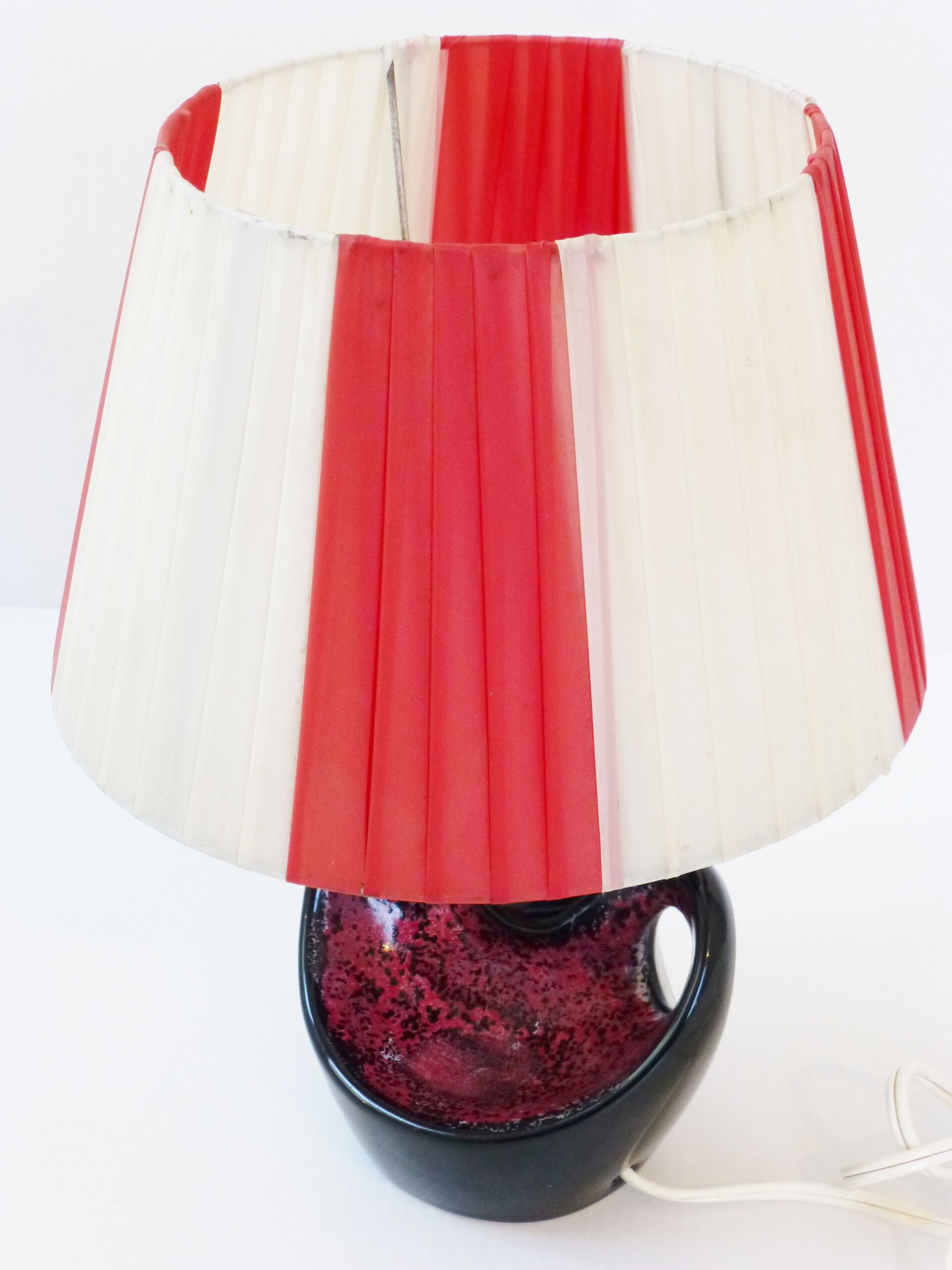 Adorable lamp 50s in ceramics and nylon raffia 1950 vintage 50's rockabilly