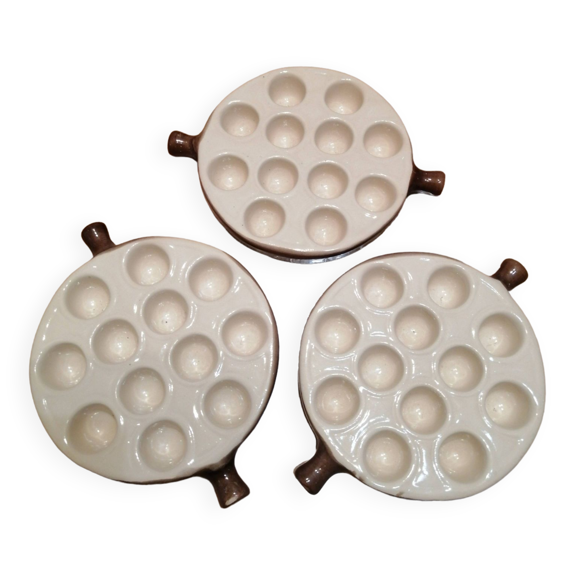 Set of 3 ceramic snail dishes