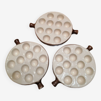 Set of 3 ceramic snail dishes