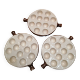 Lot de 3 plats a escargots en ceramique