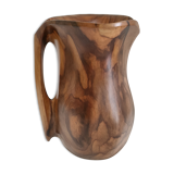 Sculptural pitcher olive wood design 60s