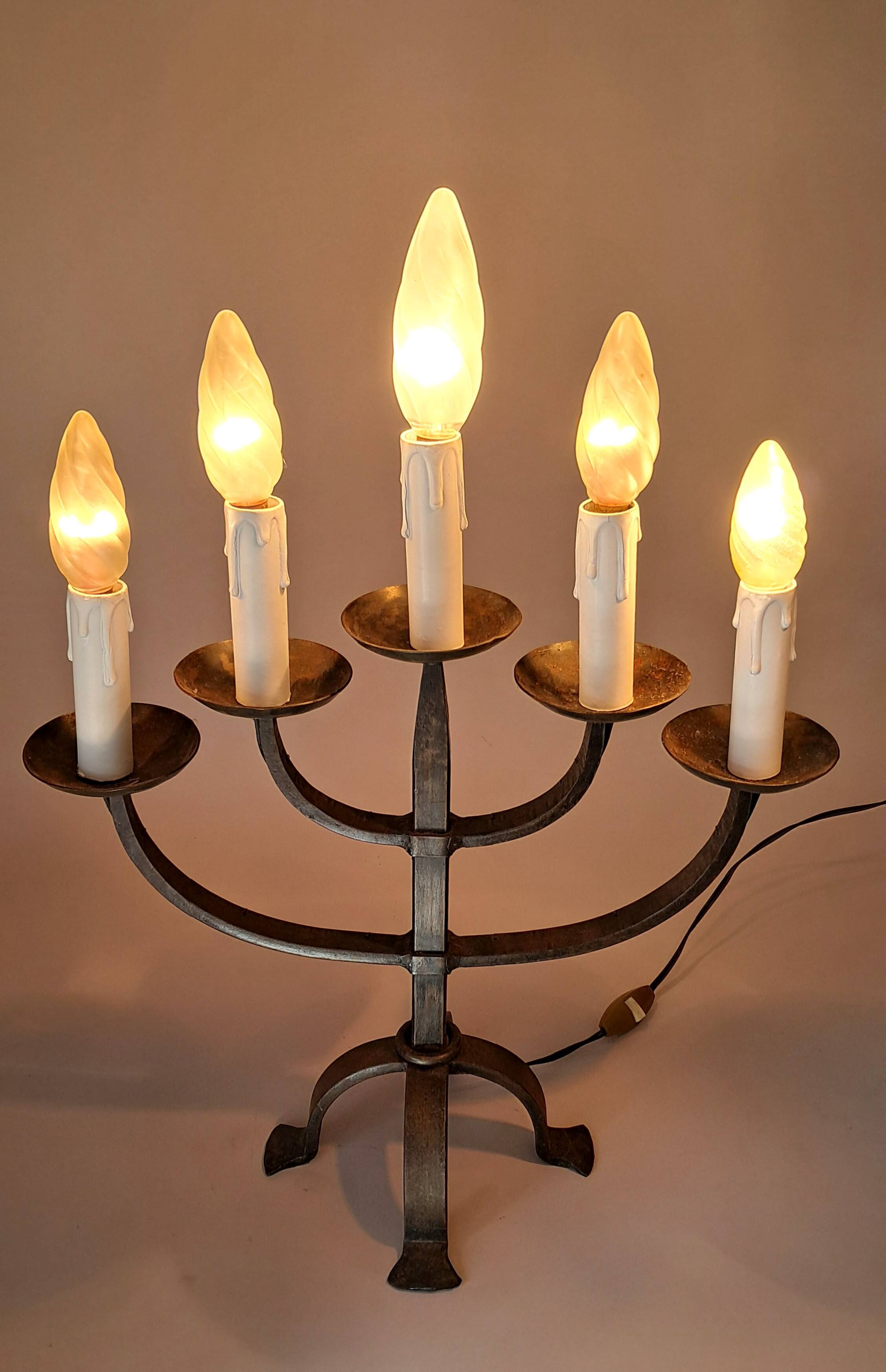 Brutalist 5-light candelabra 1950/1960.