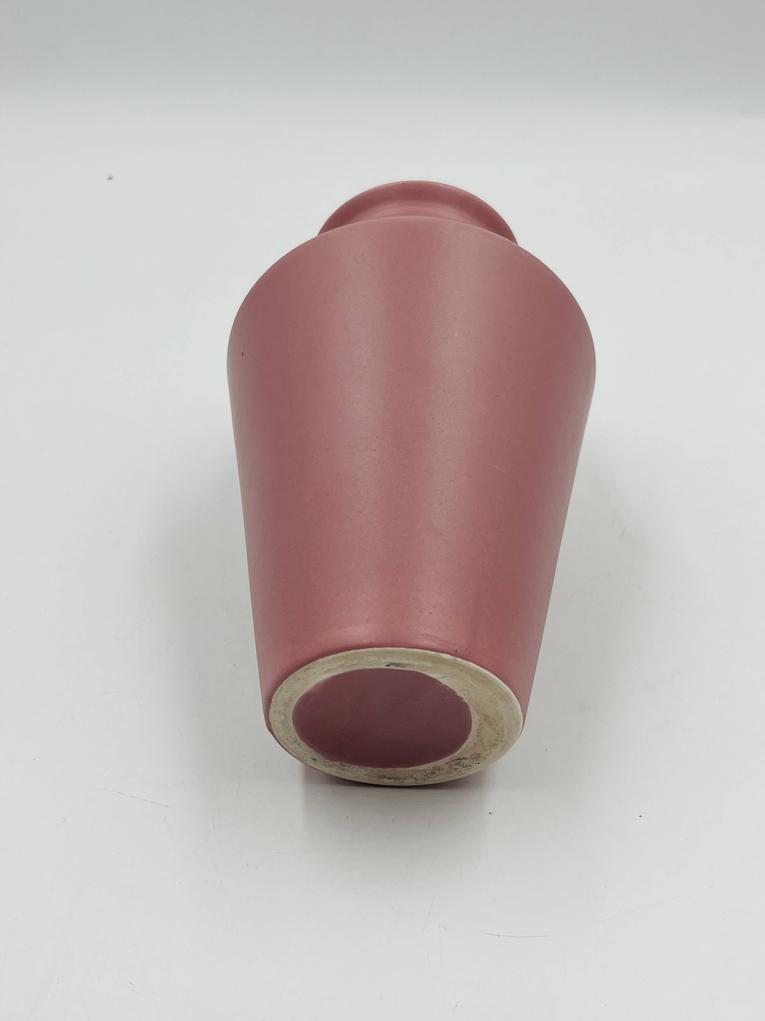 Vintage matte powder pink ceramic vase