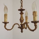 French Antique Art Nouveau Style 3-Light Quality Bronze Chandelier