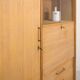 Oak desk cabinet with wardrobe space and fully pickled showcase, circa 60