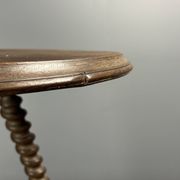 Midcentury wood turned barley twist side table with cork screw legs 1950s