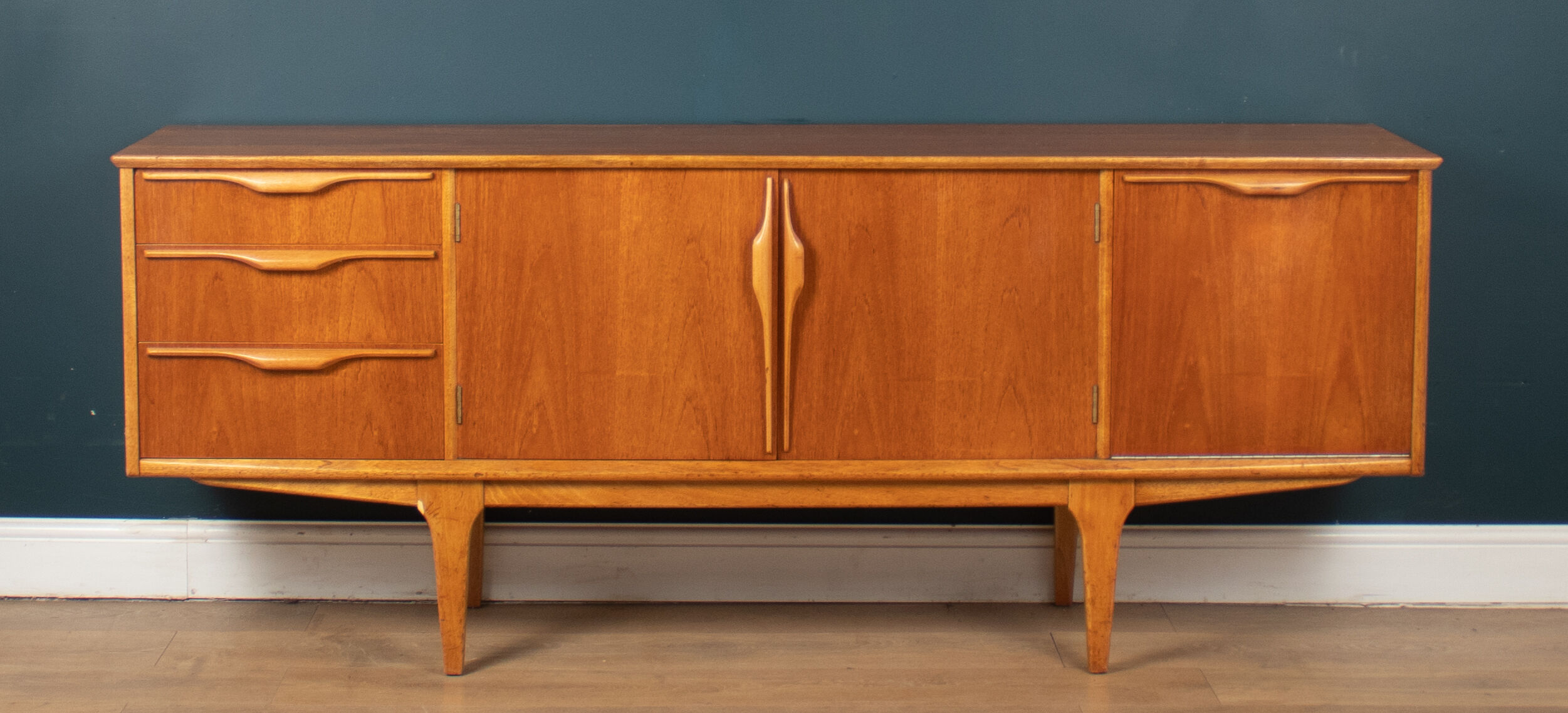 Retro teak 1960s jentique sideboard with folded handles