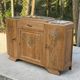 Parisian art deco 2-part buffet renovated in solid oak and marble 1940