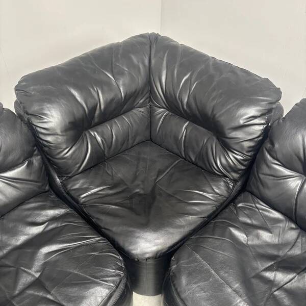 Modular black leather element sofa, 1970s